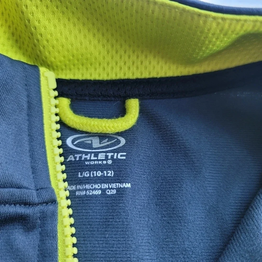 Athletic Works Boys Full Zip Track Jacket Size L (10-12) Gray Black Yellow